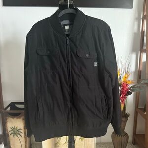 Oneill Men's Jacket Black Camouflage Fleece Lined Full Zip Pockets Large